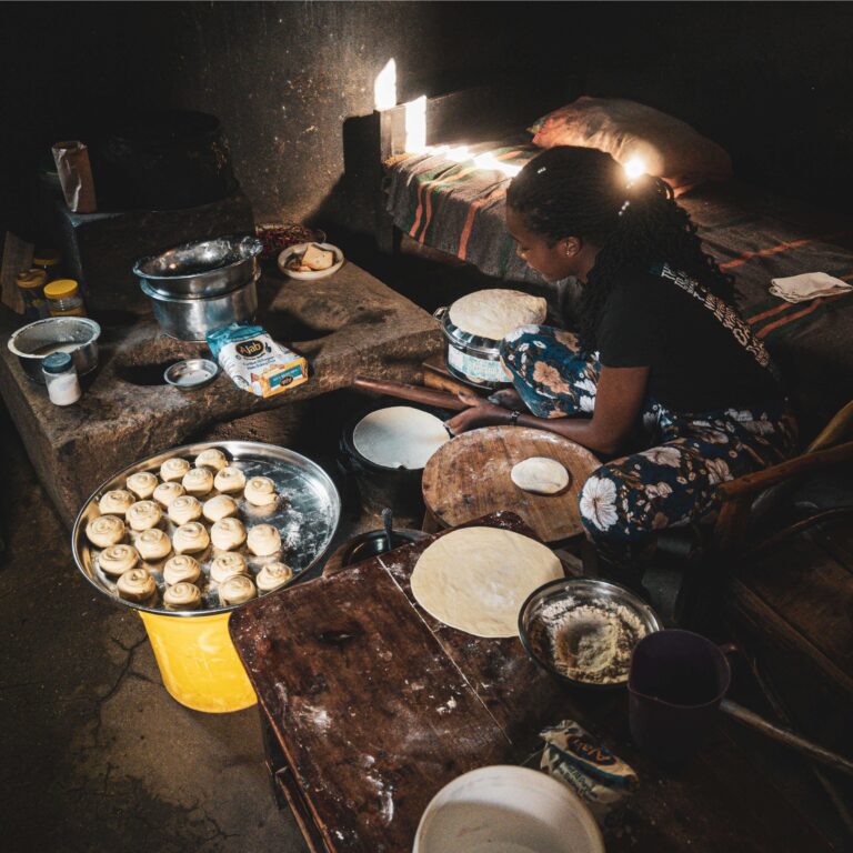 Fresh local food being prepared over a fire