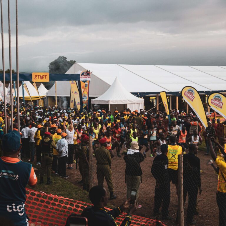 Runners gathering at the Kilimanjaro Marathon