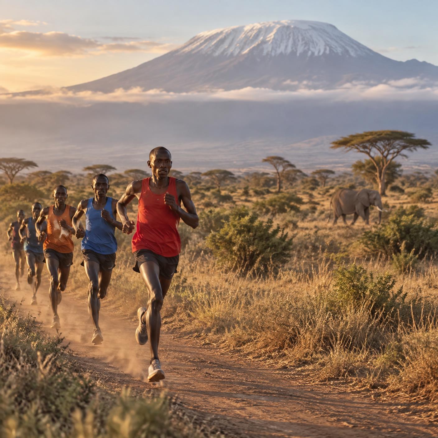 Runners exploring AMBOSELI