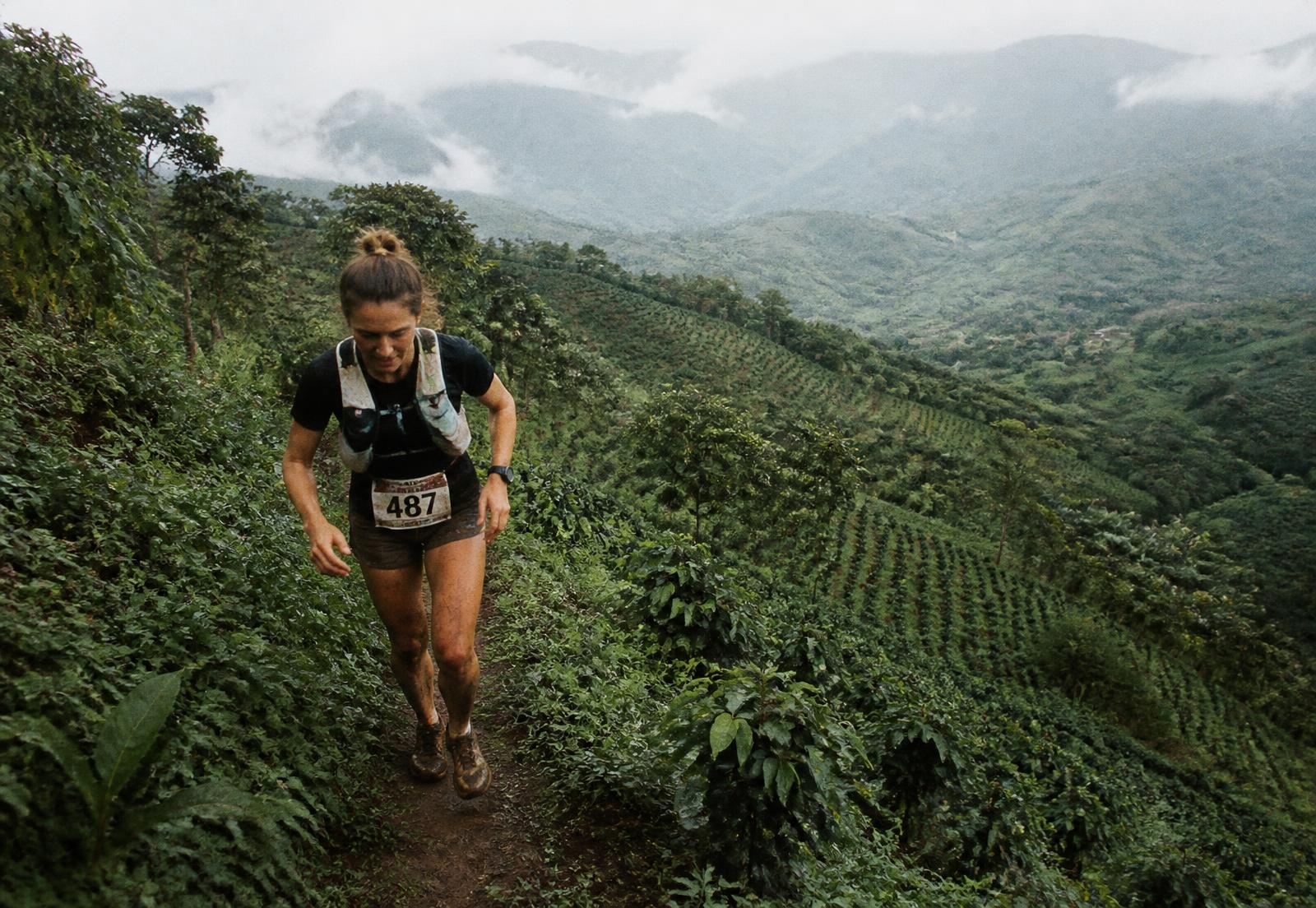 Runners together in the green hills of Kapchorwa